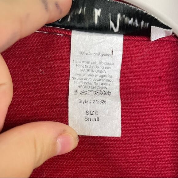 Madeline & Monroe red denim white contrast stitch jacket Small 80s - Picture 8 of 12